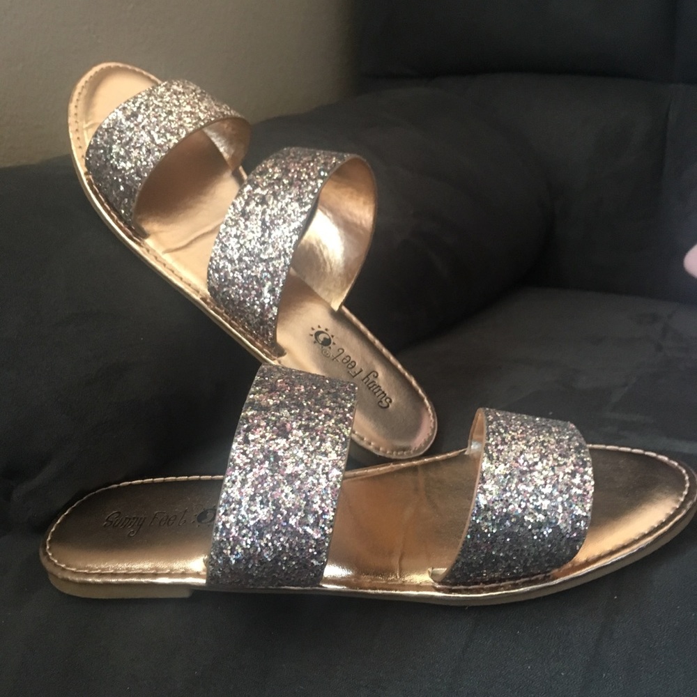 Brand new pair of glitter sandals